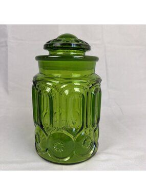 Vintage LE Smith Emerald Green Moon & Stars 9" Canister
